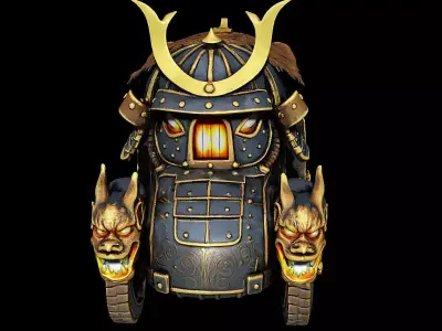 Samurai Fusion Oni Fire Heavy Armored Carriage Highpoly Game 3D print model