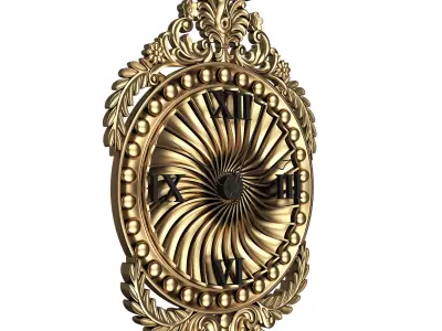 Classic Wall Clock 011 Gold Low-poly 3D model