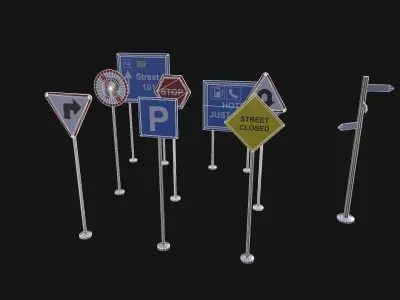 Street Signboard Pack Low-poly 3D model