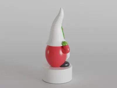 Festive Gnome with Holly Hat 3D print model