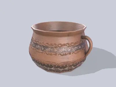 Clay pot Low-poly 3D model