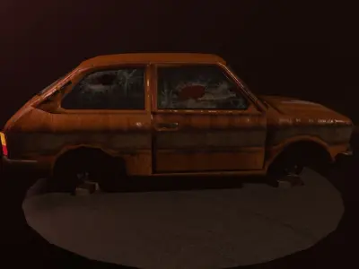 Fiat 133 1972 Decayed model Low-poly 3D model