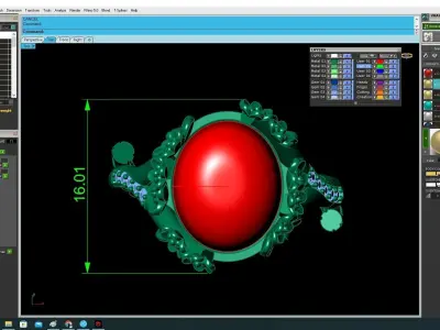 Luxury Oval Gemstone Floral Ring Jewelry 3D Model 3676 3D print model