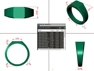 8mm Signet Ring Eamradshape Pritable model 3dmodel US 7 3D print model