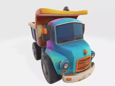 low-poly cartoon truck Low-poly 3D model