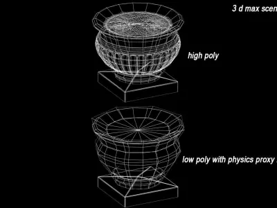 Vase - outdoor decorative flowerpot Low-poly 3D model