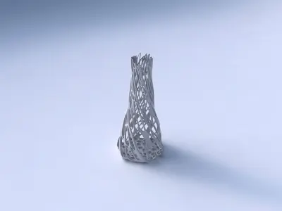 Vase twisted squeezed hexagon with cracked organic lattice  3D print model