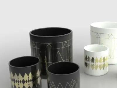 Scandinavian Pots 01 Low-poly 3D model