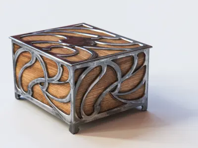 Casket with metal elements 3D model