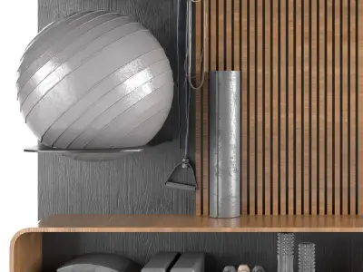 Home Gym Yoga Fitness Decoration Fitness Gray Set 056  3D model