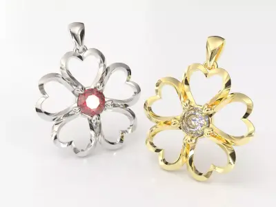 Elegant Heart Petal Flower Pendant 3D Model for Jewelry Design 3D print model