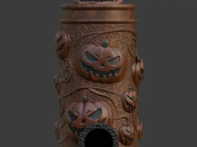 HALLOWEEN-THEMED DICE TOWER AND CAN HOLDER WITH PUMPKIN DESIGN 3D print model