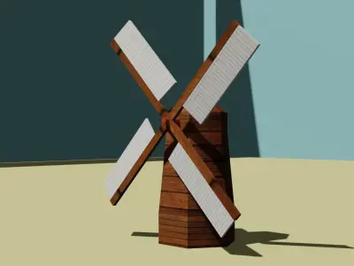 I Mill I wooden windmill Low-poly 3D model