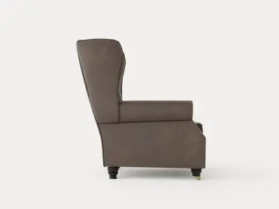 Admiral Armchair Vintage Fabric Low-poly 3D model