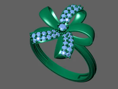Womens Rings With Stone Ring Ready STL 3DM Models Rings women 3D print model 9