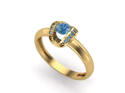 Womens Rings With Stone Ring Ready STL 3DM Models Rings women 3D print model order