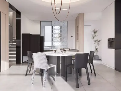 Modern living room dining room interior scenes 528 3D model