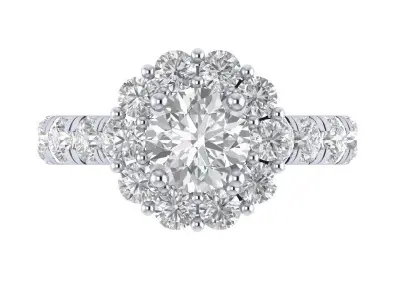 HALO-ER-822 diamond halo engagement ring 3D print model