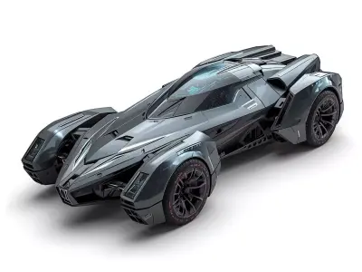 Futuristic Monolithic Sports Hypercar 3D Model Low-poly 3D model