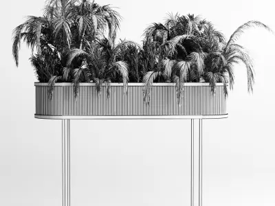 collection Indoor plant palm 40-bax wood vase Low-poly 3D model