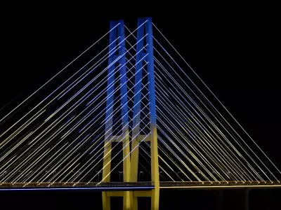 Cable-stayed bridge with backlight 3D model
