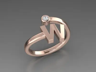 Jewelry Alphabet Ring W 3D print model