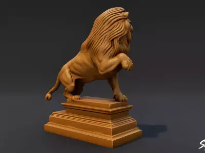 Lion Statue V9 Low-poly 3D model