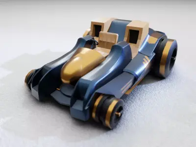 Toy Car Open Roof Low-poly 3D model Low-poly 3D model