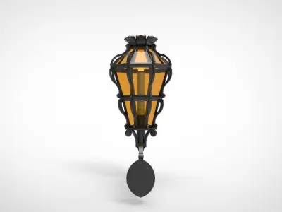 lantern X wrought iron wall lamp 3D model