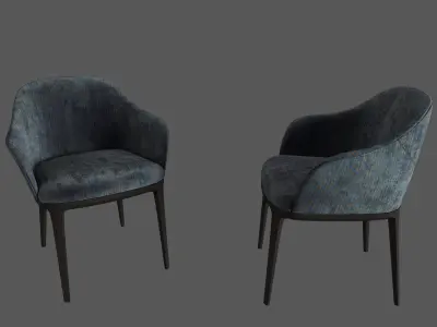 Round Restaurant Cafe Sofa Tableware part2 3D model