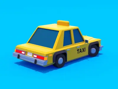 TAXI vehicle Low-poly 3D model