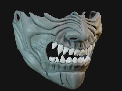Oni Mask 14 Demon Half Face 3D print model
