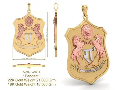 The RAA - With Horse and Lion - Chudasama - Pendant 3D print model