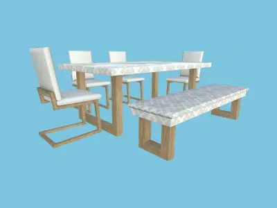 Dinning Table 49 - White Texture - Furniture Interior Design Free low-poly 3D model