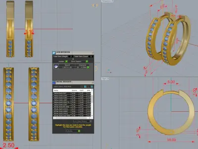 Hoop Earrings 18mm 3d model printable 3D print model for casting 3D print model