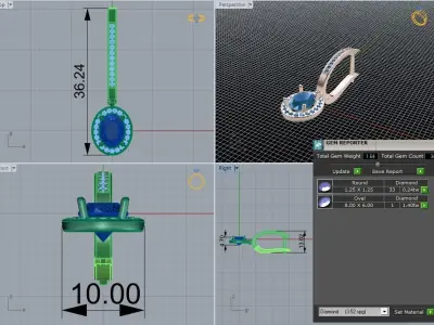 oval diamond earring  455 3D print model