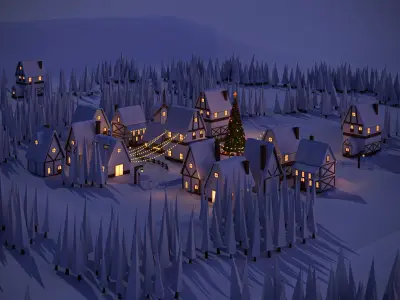 Christmas Town Low-poly 3D model