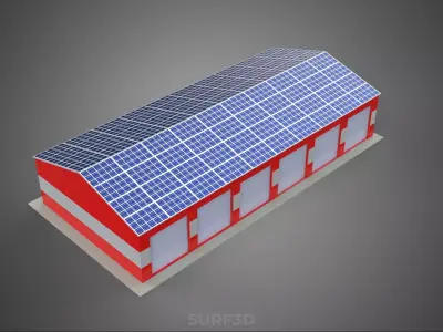 SOLAR POWER ROOF GARAGE FIRE STATION HOUSE HALL DEPARTMENT 5 BAY 3D model