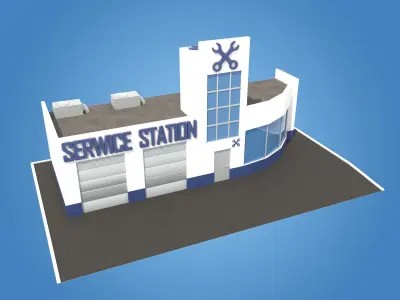 Cartoon Pack Service Stations Low-poly 3D model