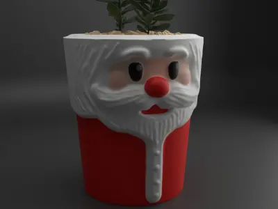 santa planter - vase - urn - candy dish - candle holder 3D print model