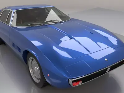 Maserati Ghibli Coupe 1972 High poly and Low Poly 3D model