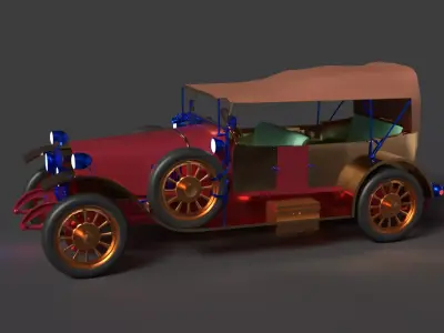 Chinese vintage car  Low-poly 3D model
