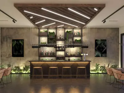 cafe restaurant full complete 3D model