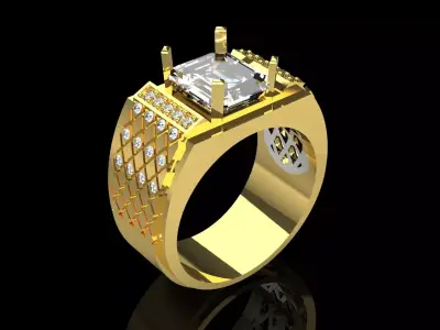 Modern Design Men Gold Ring with Onyx Stone Model mr0249 3D print model