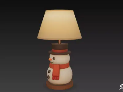 Snowman Table Lamp Low-poly 3D model