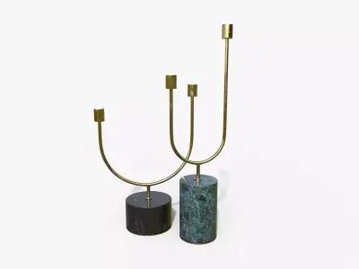 Candle Holder Gold Set Low-poly 3D model