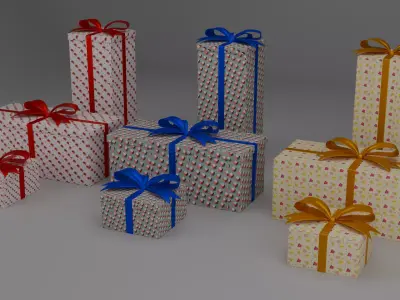 Holiday Gift Box Collection  New Year  Christmas 3D Present Set 3D model