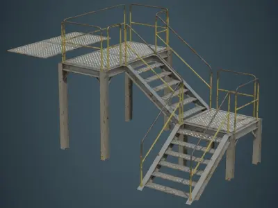 Industrial Platform 1B Low-poly 3D model