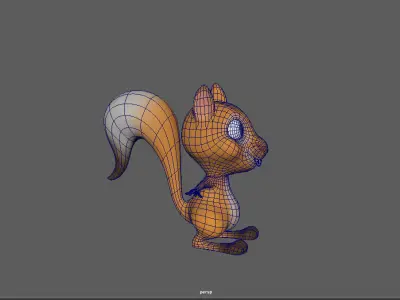 3D Model Cartoon Squirrel Character Mascot Low-poly 3D model