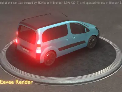 City Car 64 Utility Vehicles Van Type-D Blue Low-poly 3D model